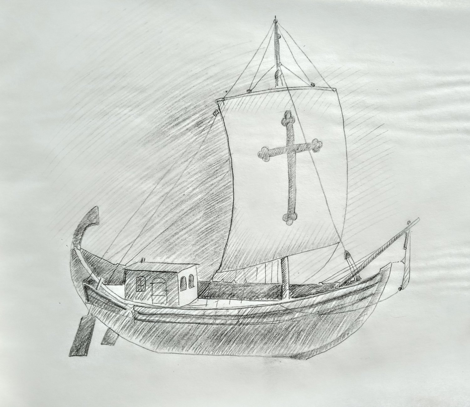 This image of a first-century Roman ship will be used to create part of a bronze relief tympanum over the entrance to the Cathedral of St. Joseph in Jefferson City.